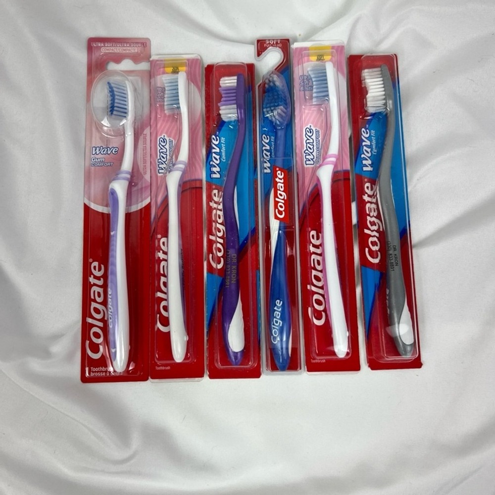 Colgate‎ Wave Comfort Fit Gum Toothbrush Lot of 6 Soft Compact